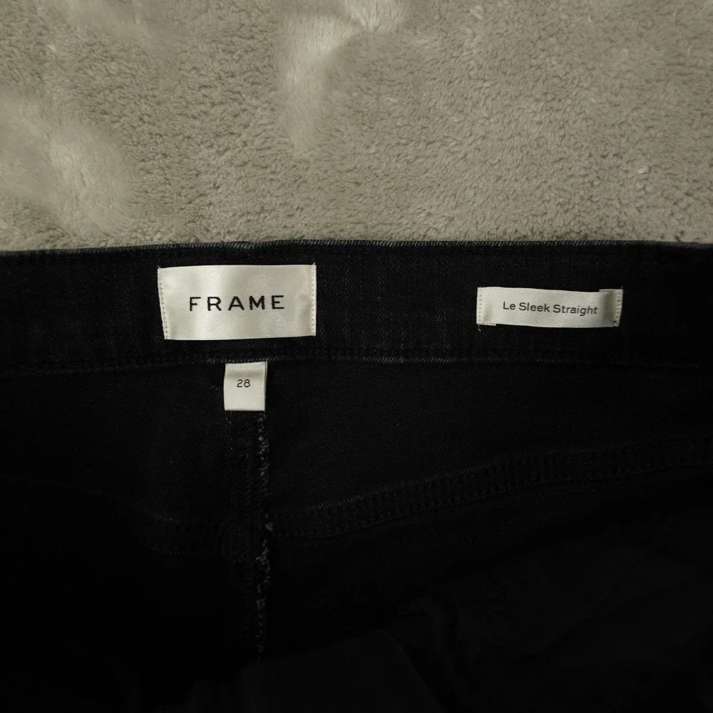 Frame Le Sleek Straight High Rise Ankle Jeans Women's 28 Meteor Black - Picture 9 of 11